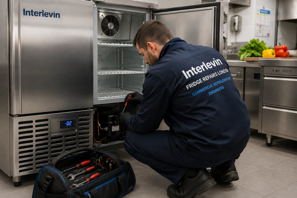 Interlevin Fridge Repairs London engineer repairing commercial refrigeration equipment